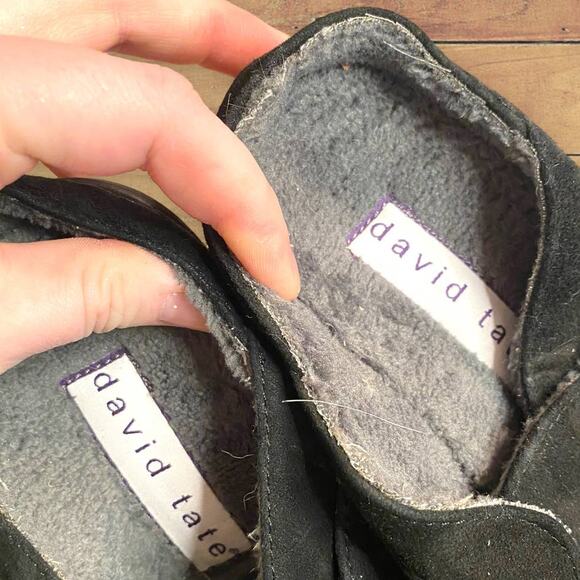 David Tate Genuine Suede Slide Clogs Faux Fur Lined Size 6W - Picture 2 of 6